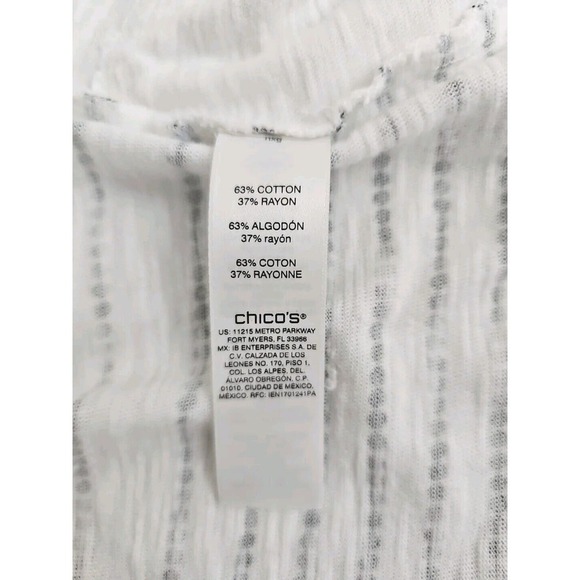 Weekends by Chico's ~Woman Size 3(XL)~ White/Black Striped Top Hood Cotton Blend - Picture 4 of 9